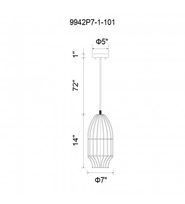  Alethia 1 Light Down Mini Pendant With Black Finish (9942P7-1-101) - CWI