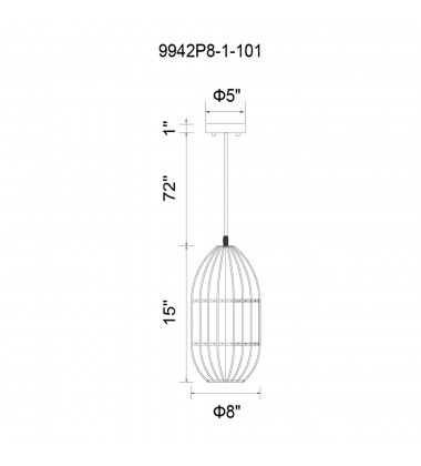  Alethia 1 Light Down Mini Pendant With Black Finish (9942P8-1-101) - CWI