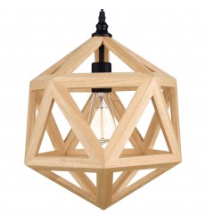  Lante 1 Light Pendant With Black & Wood Finish (9945P13-1-101) - CWI