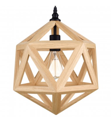 Lante 1 Light Pendant With Black & Wood Finish (9945P13-1-101) - CWI Lante 1 Light Pendant With Black & Wood Finish (9945P13-1-101) - CWI