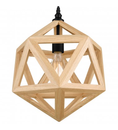Lante 1 Light Pendant With Black & Wood Finish (9945P13-1-101) - CWI Lante 1 Light Pendant With Black & Wood Finish (9945P13-1-101) - CWI