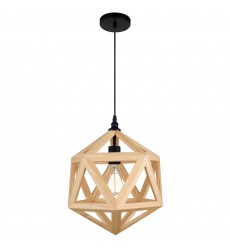  Lante 1 Light Pendant With Black & Wood Finish (9945P13-1-101) - CWI