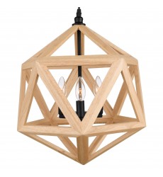  Lante 3 Light Pendant With Black & Wood Finish (9945P17-3-101) - CWI