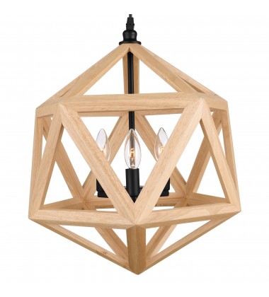 Lante 3 Light Pendant With Black & Wood Finish (9945P17-3-101) - CWI Lante 3 Light Pendant With Black & Wood Finish (9945P17-3-101) - CWI