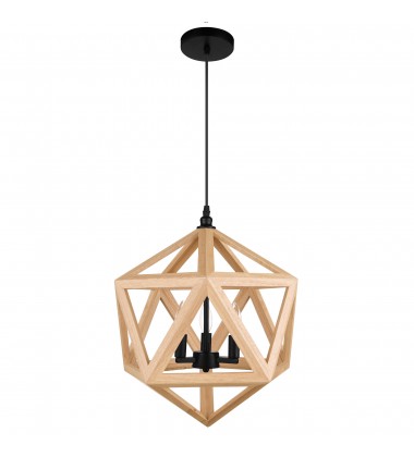 Lante 3 Light Pendant With Black & Wood Finish (9945P17-3-101) - CWI Lante 3 Light Pendant With Black & Wood Finish (9945P17-3-101) - CWI
