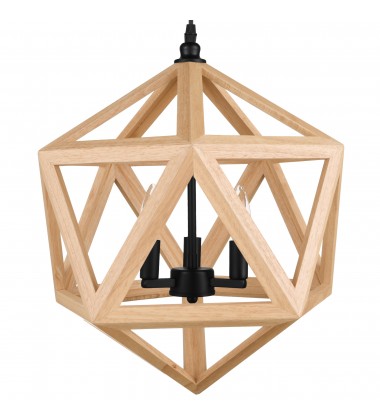 Lante 3 Light Pendant With Black & Wood Finish (9945P17-3-101) - CWI Lante 3 Light Pendant With Black & Wood Finish (9945P17-3-101) - CWI