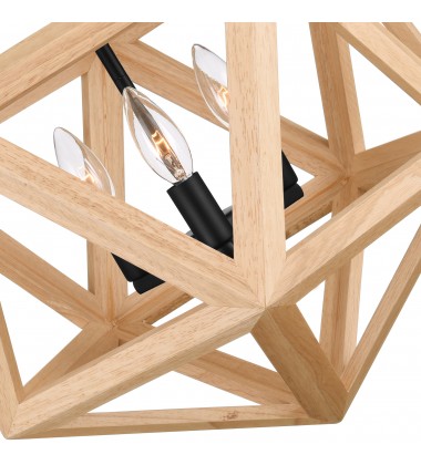 Lante 3 Light Pendant With Black & Wood Finish (9945P17-3-101) - CWI Lante 3 Light Pendant With Black & Wood Finish (9945P17-3-101) - CWI