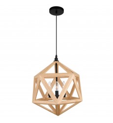  Lante 3 Light Pendant With Black & Wood Finish (9945P17-3-101) - CWI