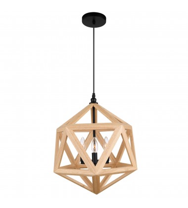 Lante 3 Light Pendant With Black & Wood Finish (9945P17-3-101) - CWI Lante 3 Light Pendant With Black & Wood Finish (9945P17-3-101) - CWI