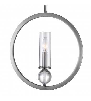  Elton 1 Light Pendant With Satin Nickel Finish (9951P15-1-606) - CWI