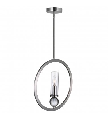  Elton 1 Light Pendant With Satin Nickel Finish (9951P15-1-606) - CWI