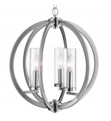  Elton 3 Light Chandelier With Satin Nickel Finish (9951P16-3-606) - CWI