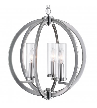  Elton 3 Light Chandelier With Satin Nickel Finish (9951P16-3-606) - CWI