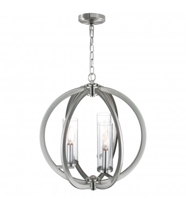  Elton 3 Light Chandelier With Satin Nickel Finish (9951P16-3-606) - CWI