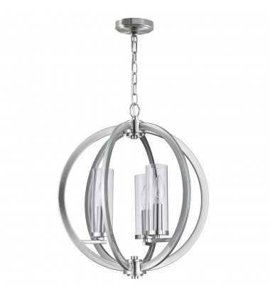  Elton 3 Light Chandelier With Satin Nickel Finish (9951P16-3-606) - CWI