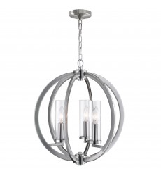  Elton 3 Light Chandelier With Satin Nickel Finish (9951P16-3-606) - CWI