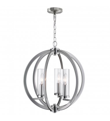  Elton 3 Light Chandelier With Satin Nickel Finish (9951P16-3-606) - CWI