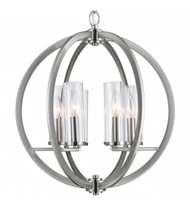Elton 6 Light Chandelier With Satin Nickel Finish (9951P19-6-606) - CWI Elton 6 Light Chandelier With Satin Nickel Finish (9951P19-6-606) - CWI