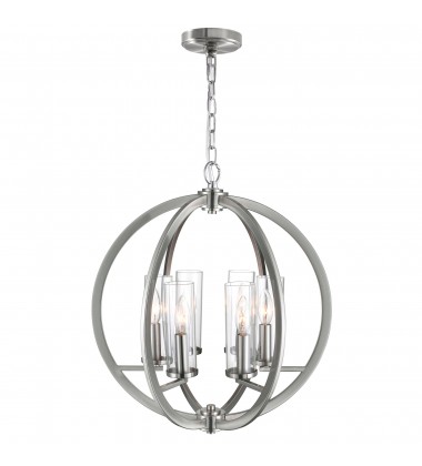 Elton 6 Light Chandelier With Satin Nickel Finish (9951P19-6-606) - CWI Elton 6 Light Chandelier With Satin Nickel Finish (9951P19-6-606) - CWI