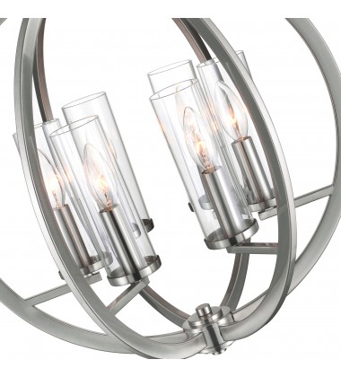 Elton 6 Light Chandelier With Satin Nickel Finish (9951P19-6-606) - CWI Elton 6 Light Chandelier With Satin Nickel Finish (9951P19-6-606) - CWI