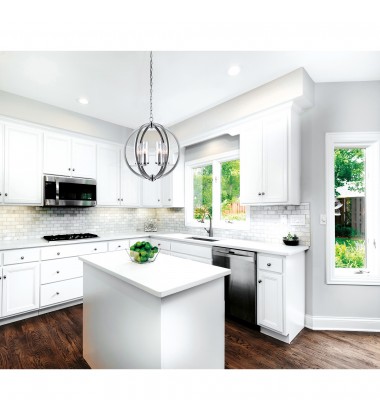 Elton 6 Light Chandelier With Satin Nickel Finish (9951P19-6-606) - CWI Elton 6 Light Chandelier With Satin Nickel Finish (9951P19-6-606) - CWI