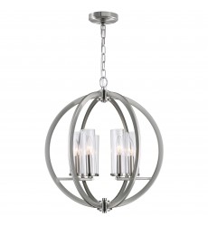  Elton 6 Light Chandelier With Satin Nickel Finish (9951P19-6-606) - CWI