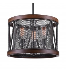  Parsh 3 Light Drum Shade Chandelier With Pewter Finish (9954P16-3-101) - CWI