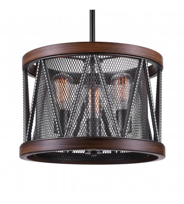  Parsh 3 Light Drum Shade Chandelier With Pewter Finish (9954P16-3-101) - CWI