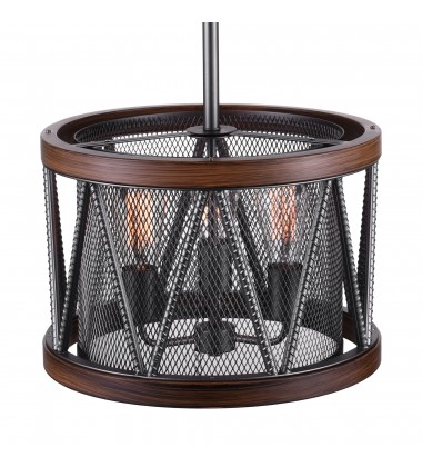  Parsh 3 Light Drum Shade Chandelier With Pewter Finish (9954P16-3-101) - CWI