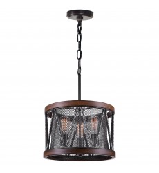  Parsh 3 Light Drum Shade Chandelier With Pewter Finish (9954P16-3-101) - CWI