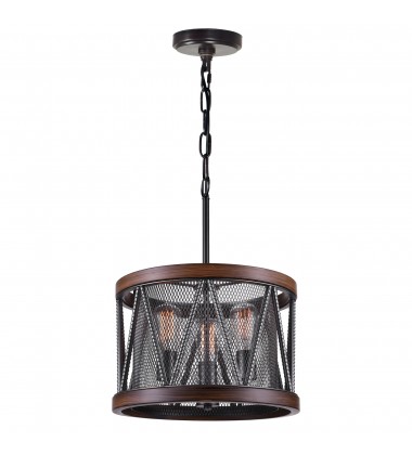  Parsh 3 Light Drum Shade Chandelier With Pewter Finish (9954P16-3-101) - CWI