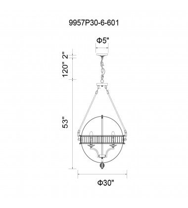  Arkansas 6 Light Chandelier With Chrome Finish (9957P30-6-601) - CWI