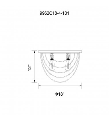 Gala 4 Light Flush Mount With Black Finish (9962C18-4-101) - CWI Gala 4 Light Flush Mount With Black Finish (9962C18-4-101) - CWI