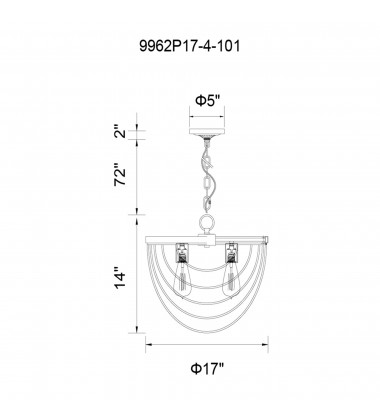  Gala 4 Light Chandelier With Black Finish (9962P17-4-101) - CWI
