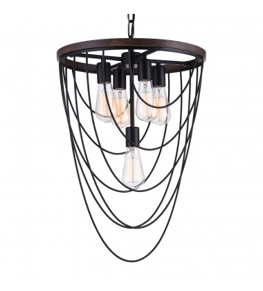  Gala 5 Light Chandelier With Black Finish (9962P17-5-101) - CWI