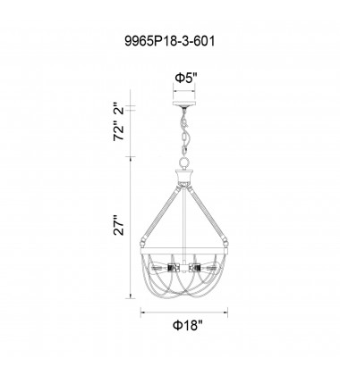 Parana 3 Light Down Chandelier With Chrome Finish (9965P18-3-601) - CWI Parana 3 Light Down Chandelier With Chrome Finish (9965P18-3-601) - CWI