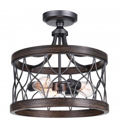  Amazon 3 Light Cage Semi Flush Mount With Gun Metal Finish (9966C16-3-242) - CWI