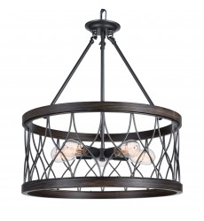  Amazon 5 Light Drum Shade Chandelier With Gun Metal Finish (9966P23-5-242-A) - CWI