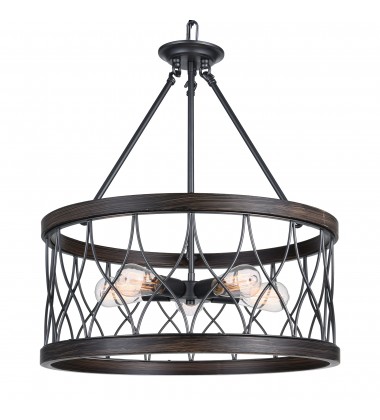  Amazon 5 Light Drum Shade Chandelier With Gun Metal Finish (9966P23-5-242-A) - CWI
