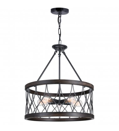  Amazon 5 Light Drum Shade Chandelier With Gun Metal Finish (9966P23-5-242-A) - CWI