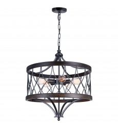  Amazon 5 Light Drum Shade Chandelier With Gun Metal Finish (9966P23-5-242-B) - CWI