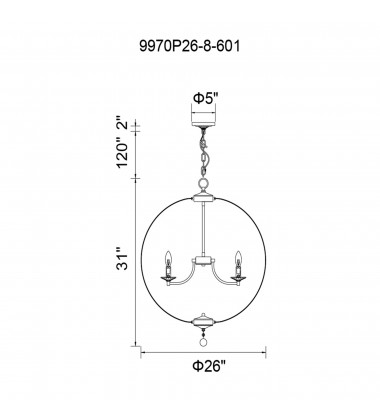  Esia 8 Light Chandelier With Chrome Finish (9970P26-8-601) - CWI