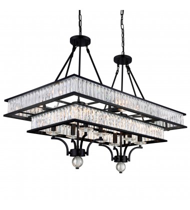  Shalia 16 Light Island Chandelier With Black Finish (9972P37-16-101) - CWI