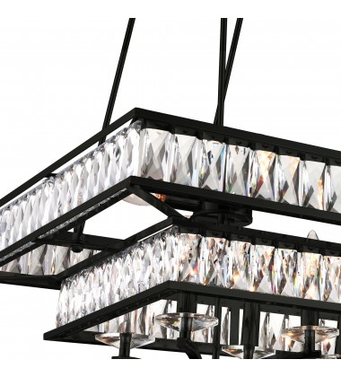  Shalia 16 Light Island Chandelier With Black Finish (9972P37-16-101) - CWI