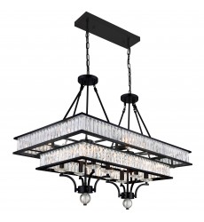  Shalia 16 Light Island Chandelier With Black Finish (9972P37-16-101) - CWI