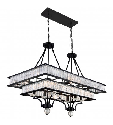  Shalia 16 Light Island Chandelier With Black Finish (9972P37-16-101) - CWI