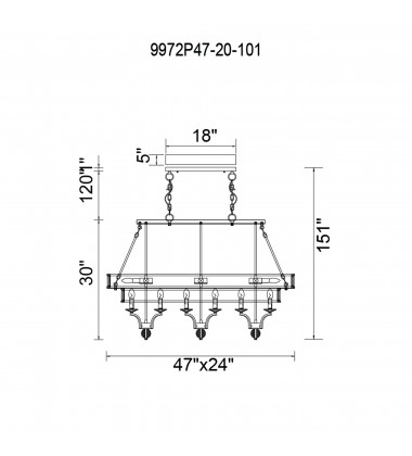  Shalia 20 Light Island Chandelier With Black Finish (9972P47-20-101) - CWI