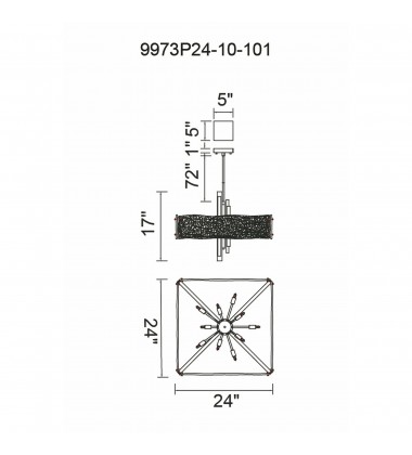  Assunta 10 Light Chandelier With Black Finish (9973P24-10-101) - CWI