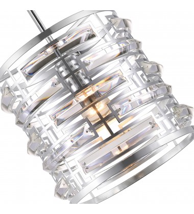  Petia 1 Light Drum Shade Mini Chandelier With Chrome Finish (9975P10-1-601) - CWI