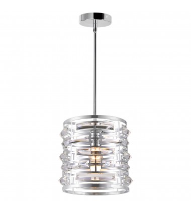  Petia 1 Light Drum Shade Mini Chandelier With Chrome Finish (9975P10-1-601) - CWI